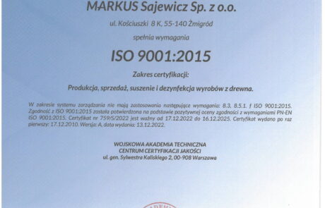 Certyfikat ISO 9001